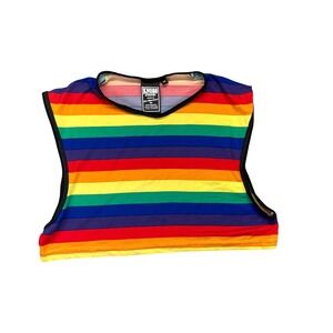 Knobs Crop Top Womens M Rainbow Ryan Hill Sleeveless Muscle Tee Festival
